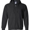 Zip Up Hoodie Black Front