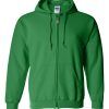 Zip Up Hoodie Kelly Green Front