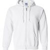 Zip Up Hoodie White Front